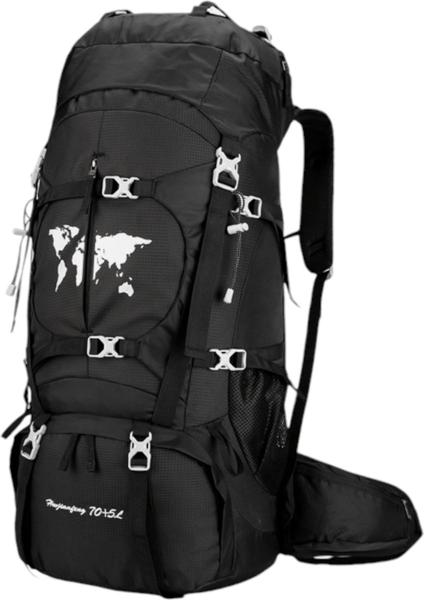 Backpack - Zwart - 79 x 33 x 23 cm - Backpack Organizer - Met Waterzak - Backpack 75 Liter - Backpack Heren - Backpack Vrouwen - Back Pack Heren - Back Pack Vrouwen - Flightbag