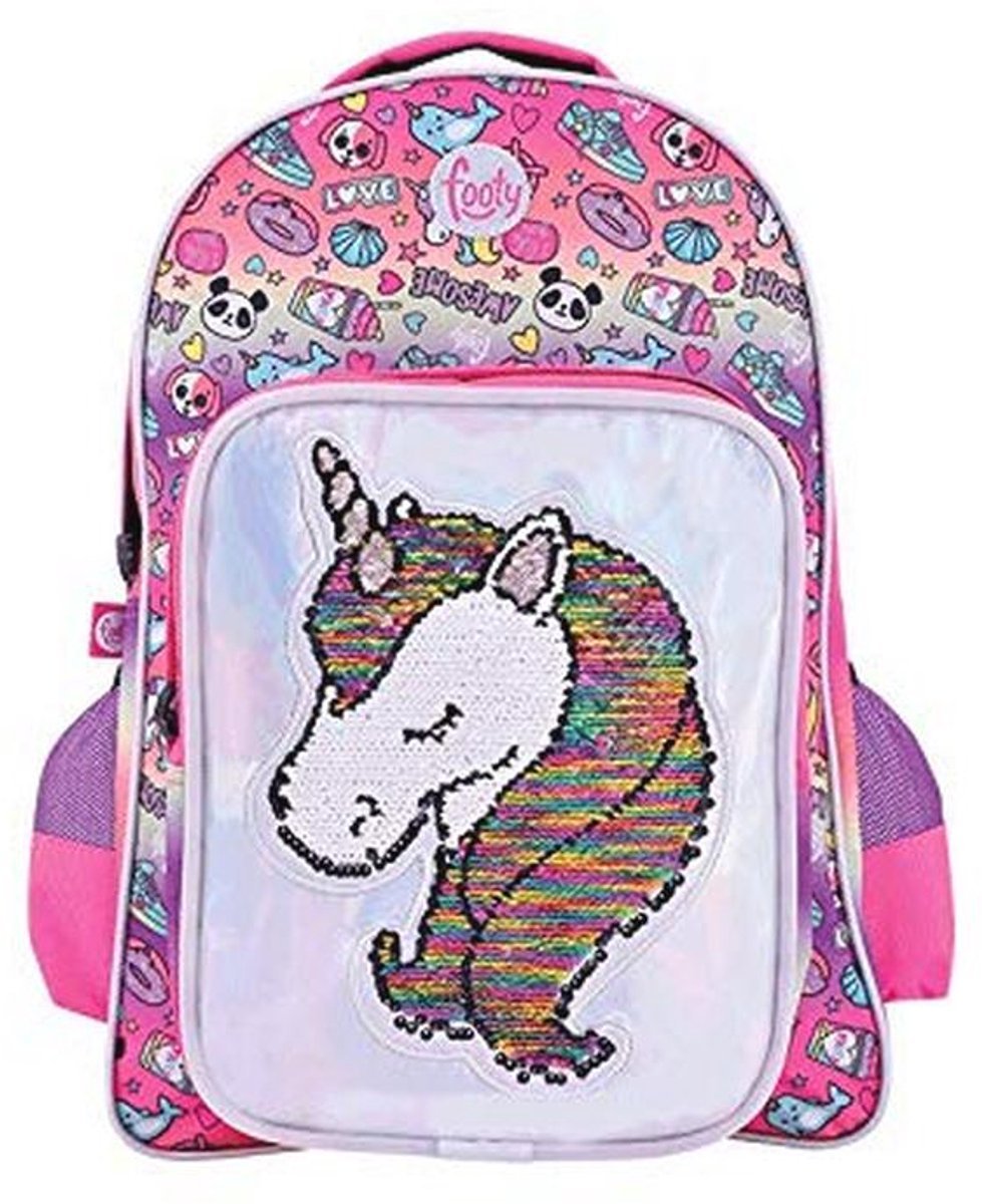 Footy Large Backpack Pink Unicorn Line Kids Backpack for School for Modern Girls, r