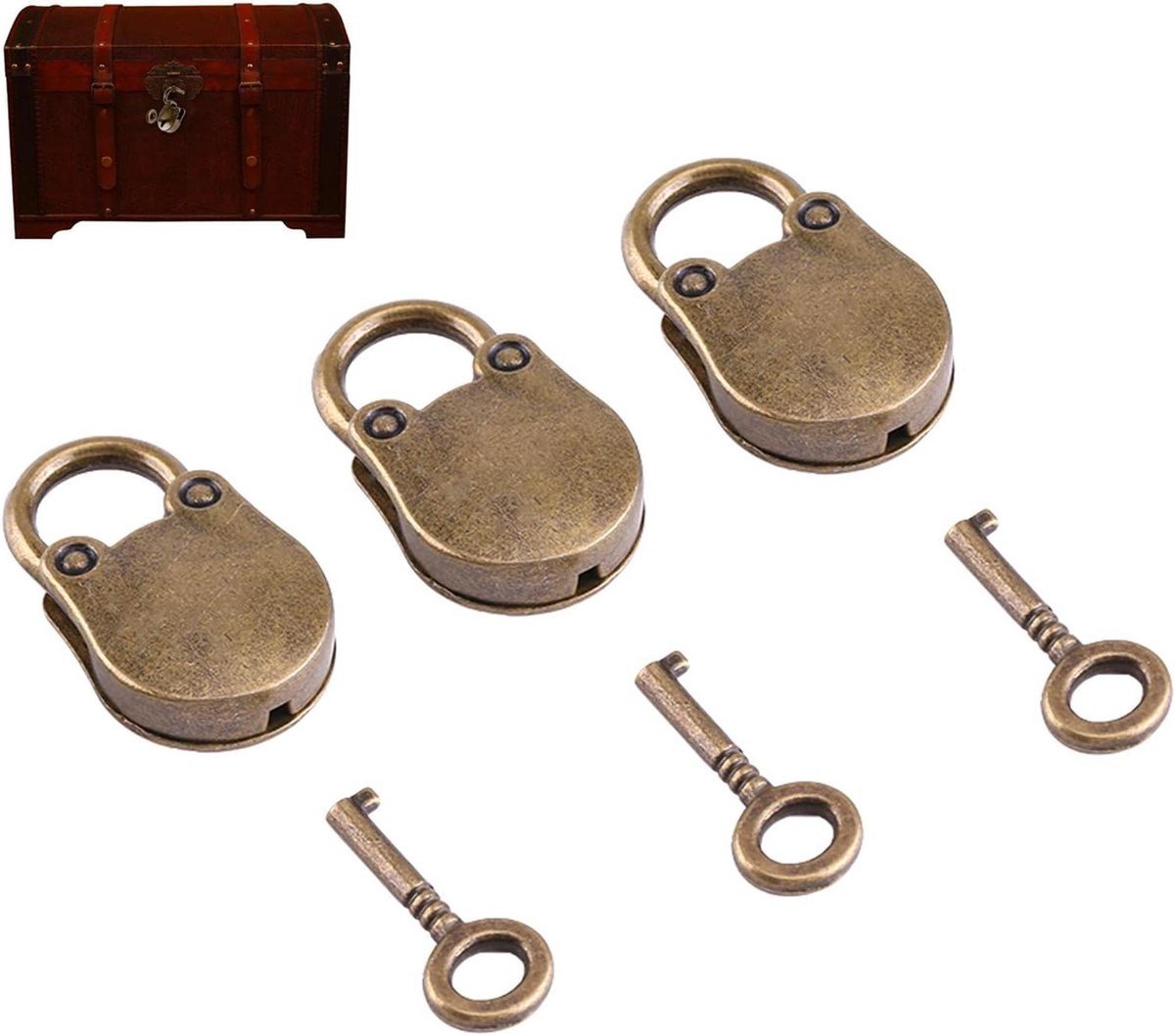 Hangsloten set: 3 antieke beer vormige mini sloten voor sieraden, dagboek, bagage - vintage uitstraling, decoratief en functioneel.