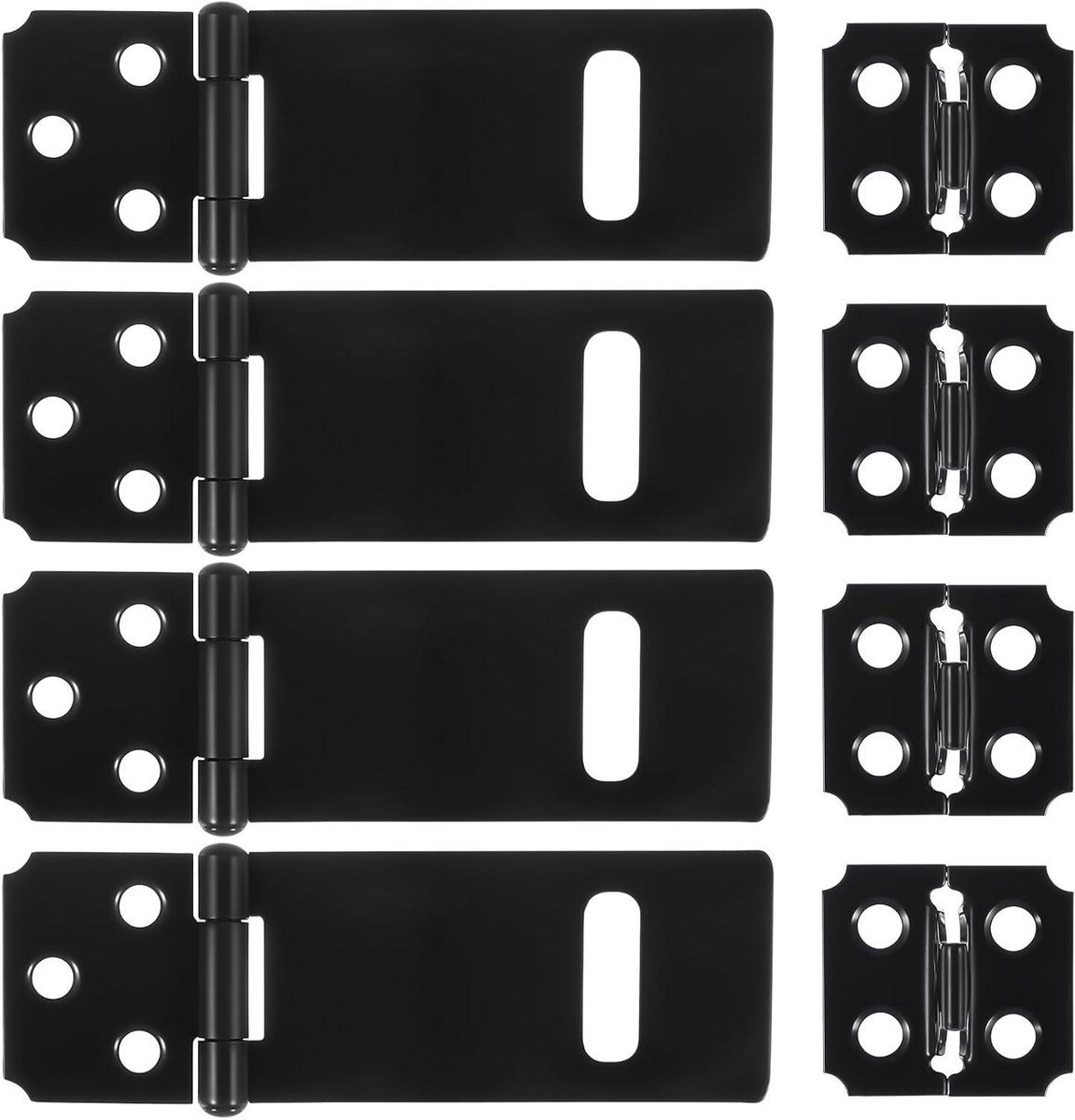 Rolin - Veilig hangslot - Afsluitbaar - Roestvrijstaal - Veiligheid - RVS - Geschikt voor schuren en kasten - Zwart metaal, 4 stuks.