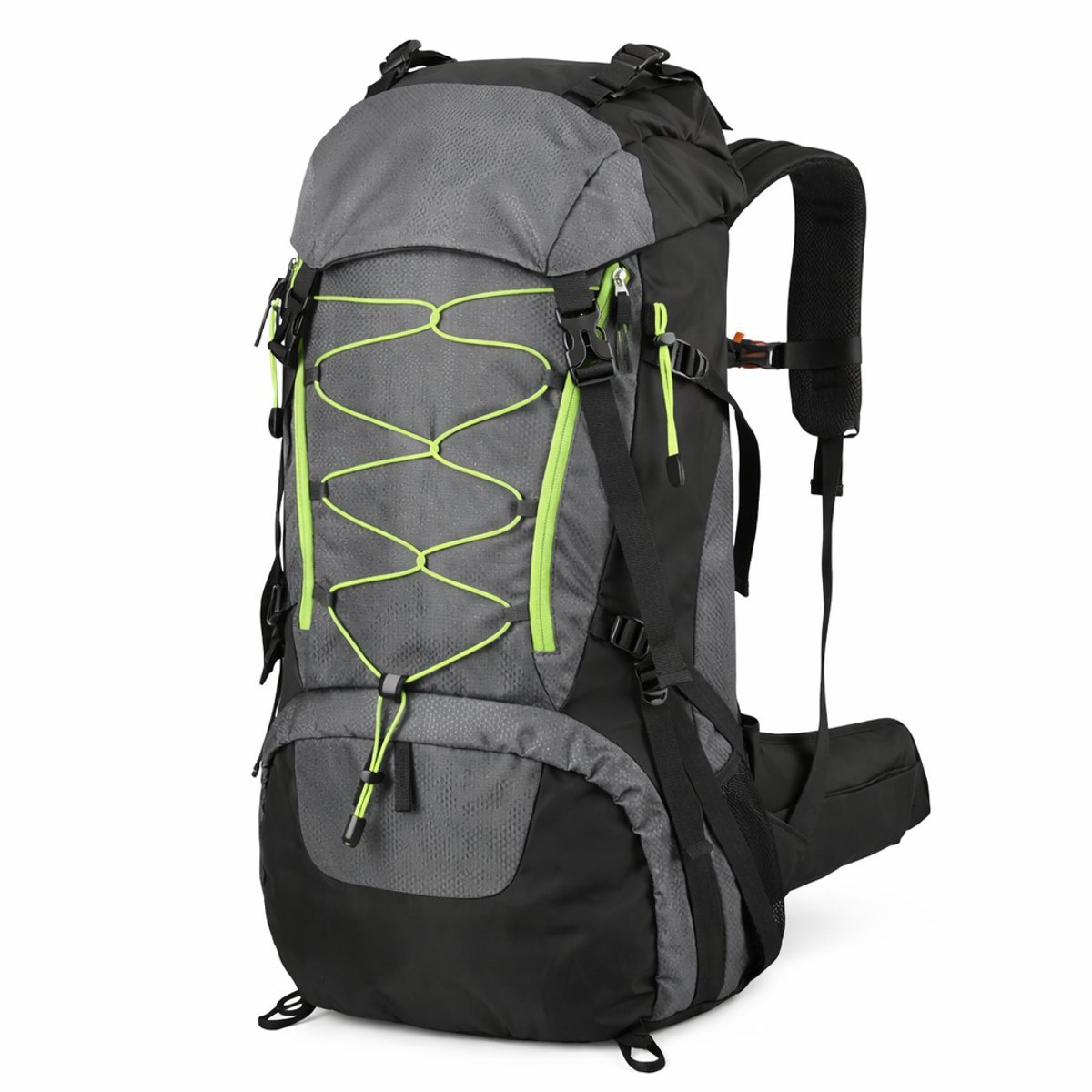 Trekking Rugzak 65L - Hiking Backpack Waterdicht - Met Schoenvak - Regenbestendig - Unisex Wandelrugzak voor Backpacken - Kamperen - Reizen - Grijs