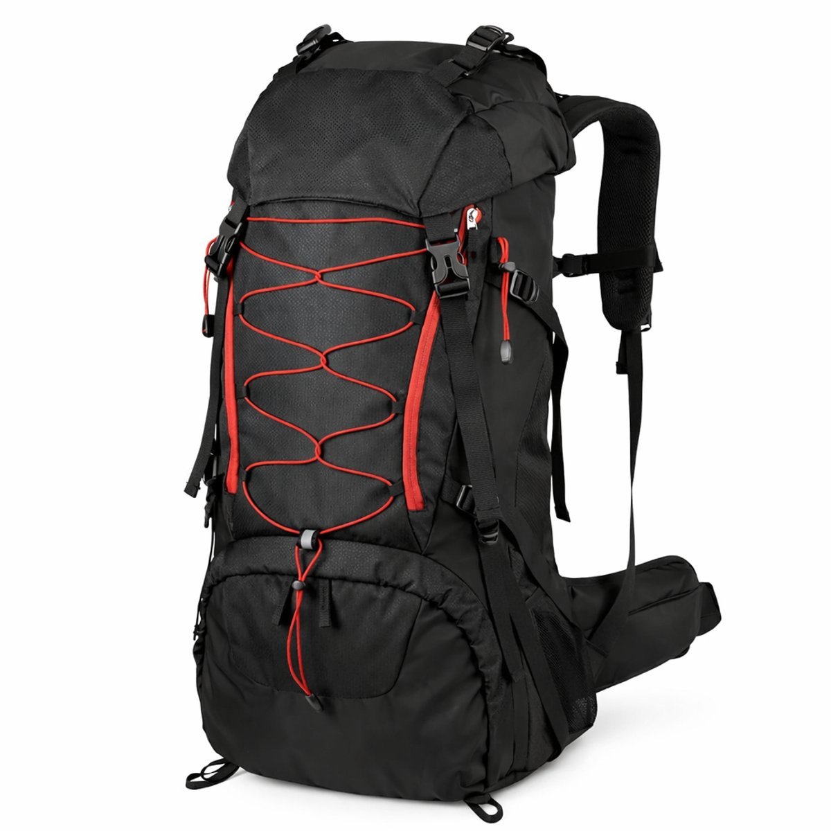 Trekking Rugzak 65L - Hiking Backpack Waterdicht - Met Schoenvak - Regenbestendig - Unisex Wandelrugzak voor Backpacken - Kamperen - Reizen - Zwart